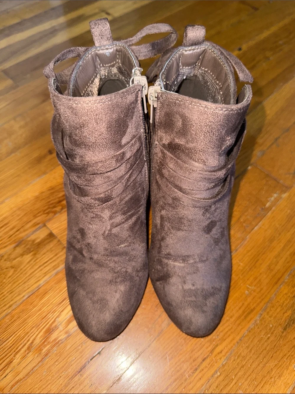 Madden Girl Brown Suede Ankle Booties with Side Zip